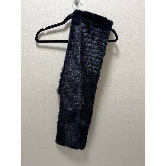 Banana Republic Women Blocked Faux Fur‎ Scarve Wrap Blue - Picture 1 of 4
